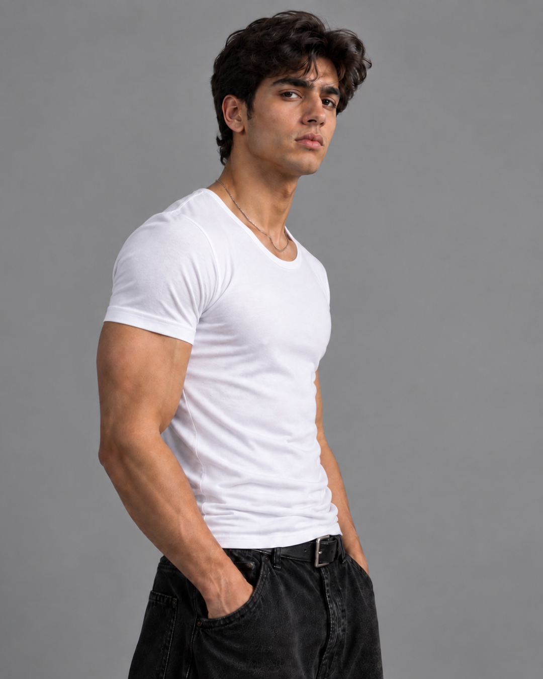 Pack of 6 Half-Sleeve White Vest