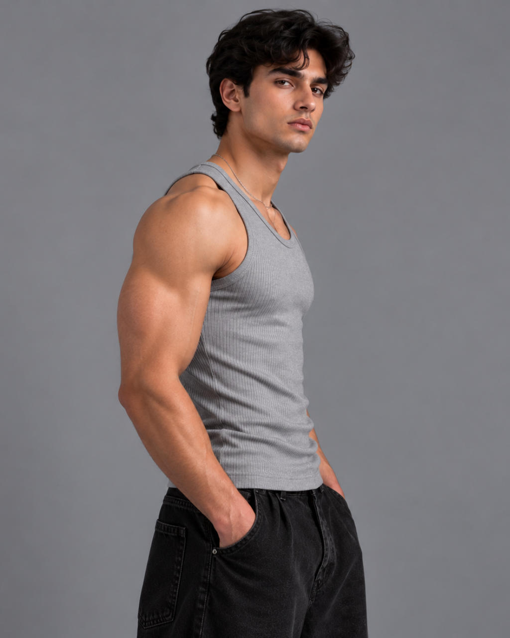Ripped Grey Tank-Top