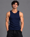 Ripped Navy Blue Tank-Top