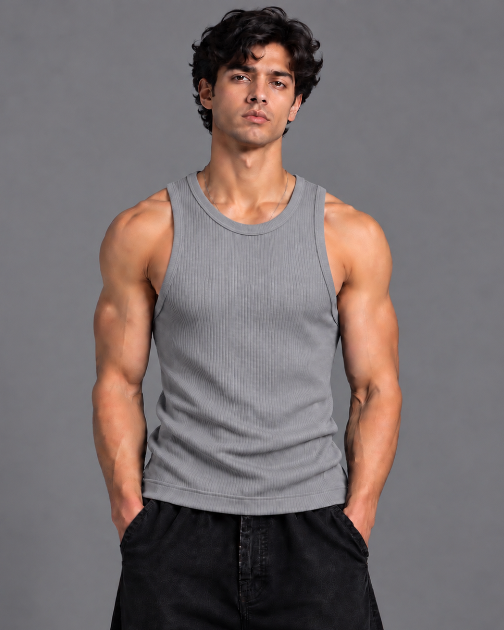 Ripped Grey Tank-Top